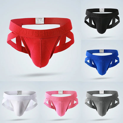 Men's Low Rise Thong Jock Strap Convex Pouch