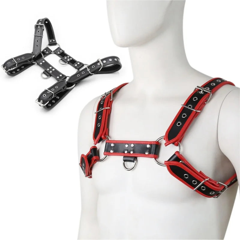 Fetish Male Lingerie Harness Men Clothing Tank Top Sexual Body Leather Chest Harness Belt Strap Punk Rave Costumes for Adult Sex