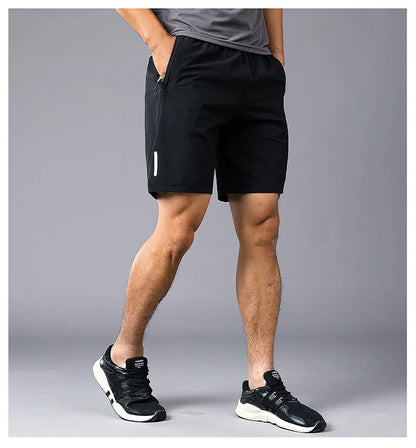 Summer Sports Shorts Men Sweatshorts Quick Dry Running Gym Beach Jogging Bottoms Men Fitness Training Pocket Zipper Shorts Pants