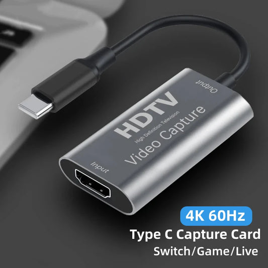 HDMI-compatible 4K USB 3.0 Video Capture Card HDMI to USB/Type-C Game Grabber Record for Switch Xbox PS4/5 Live Broadcast