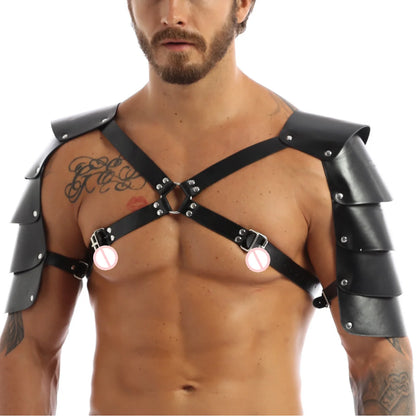 EagleKu BDSM Gay Sexy Shoulder Harness Strap Fetish Men Leather Body Cage Chest Harness Belt Strap Puppy Gay Lingerie