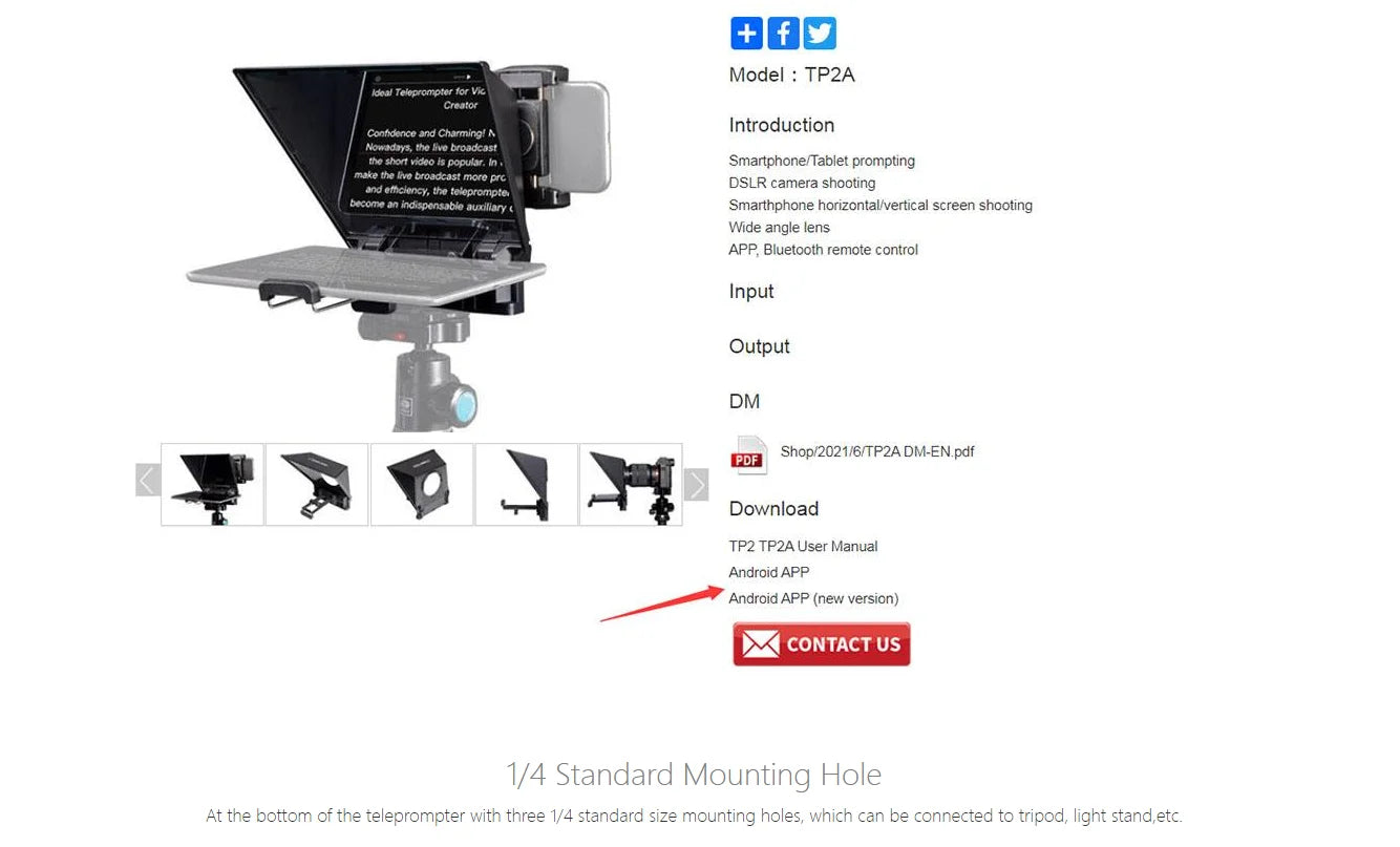 FEELWORLD TP2 Portable 8-inch Teleprompter Supports up to 8&quot; Smartphone/DSLR Shooting with Bluetooth Control Lens Adapter Rings
