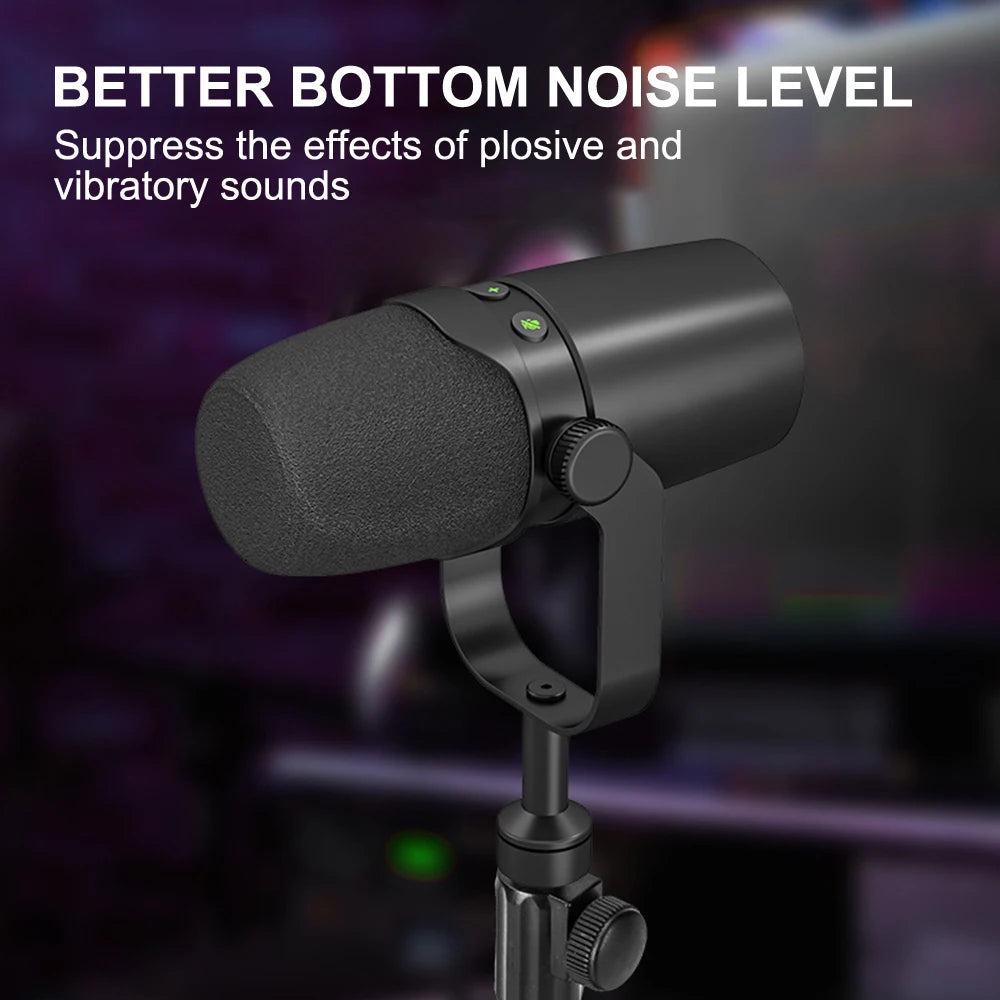 Professional 2-in-1 USB/XLR Dynamic Microphone With Built-in Headset Output & Sound Insulation For Podcasts Games Live Broadcast