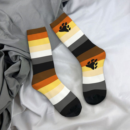 Gay Bear Paw Flag GLBT Mens Crew Socks Unisex Fun LGBT Lesbian Spring Summer Autumn Winter Dress Socks