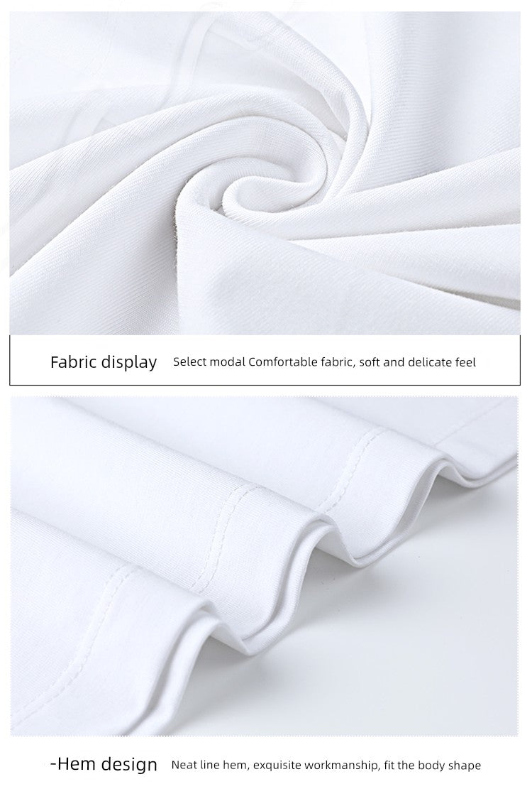 Leak-Picking Pure White Ice Silk Thin Quick-Drying Bottoming Short Sleeve