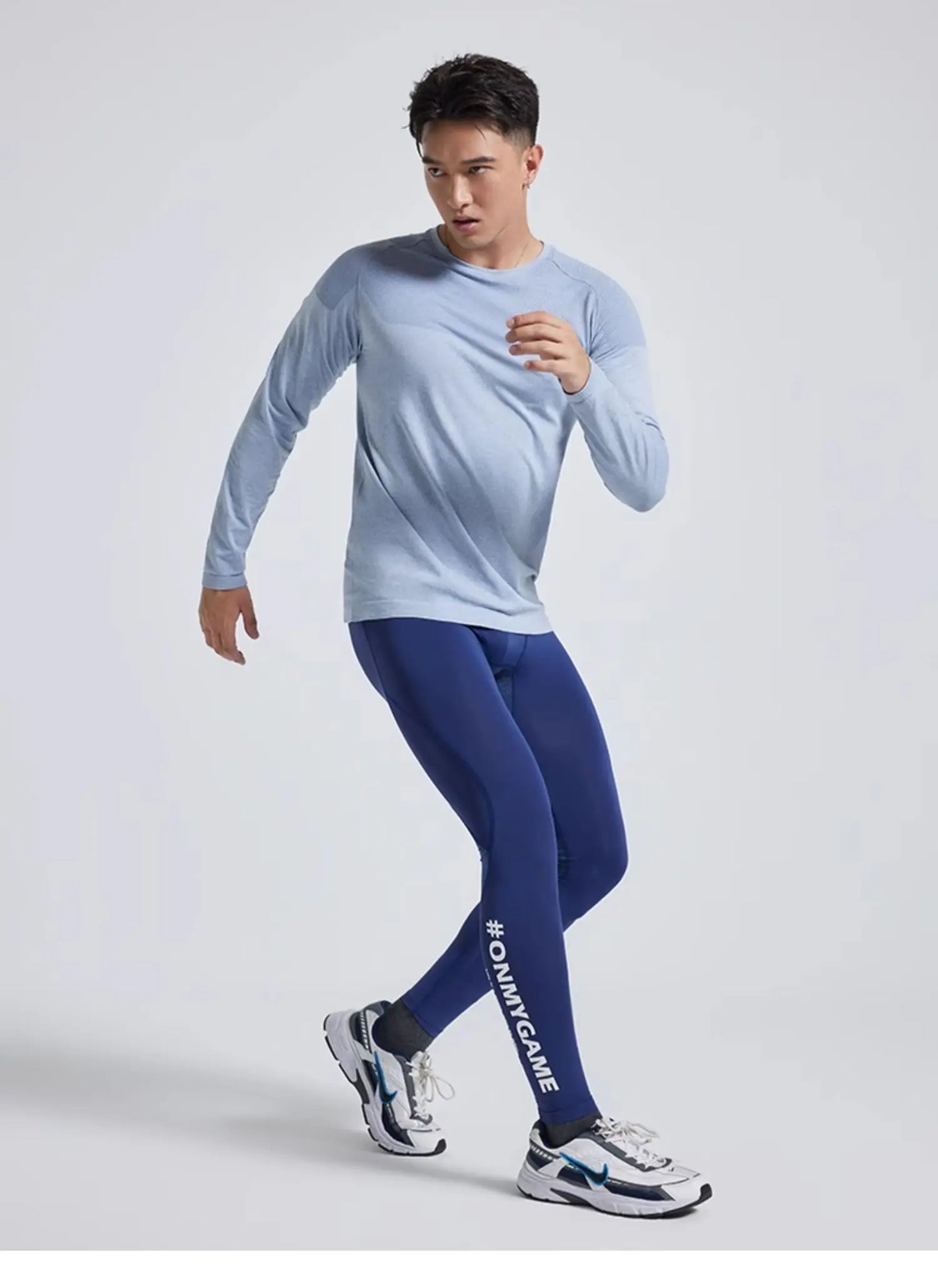 Blue Men's Tight Fitness Running Pants Leggings Plus Size Training Joggers Clothing Sweat Trousers