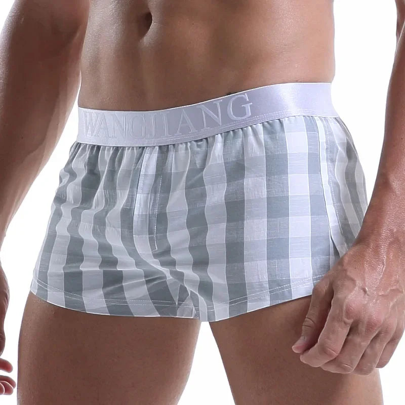 Men Cotton Boxers Shorts Loose Multicolor Male Plaid Underwear Homewear Comfortable Arrow Pants