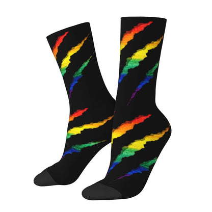 Gay Bear Paw Flag GLBT Mens Crew Socks Unisex Fun LGBT Lesbian Spring Summer Autumn Winter Dress Socks