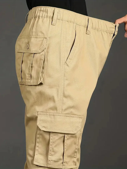 Solind Cotton Multi Flap Pockets Men's Straight Leg Cargo Pants Loose Casual Outdoor Pants Men's Work Pants For Hiking Tactical