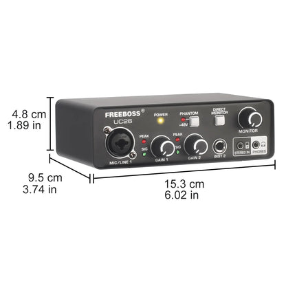 FREEBOSS PC Recording Sound Card Drive Free 5 Channels DIR Monitor Computer External Audio Interface Guitar ASIO4ALL Mac OS UC26