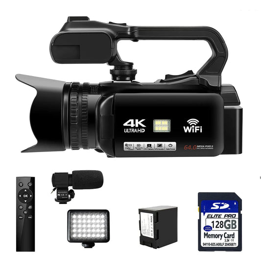 WIFI Camcorder 4K Video Camera 64MP 60FPS HD Auto Focus Vlogging 4.0" Touch Screen 18X Zoom for Live Streaming