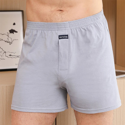 1pc Men's Cotton Solid Color Boxer Shorts High Waist Underwear Casual Loose Boxer Shorts Men Teens