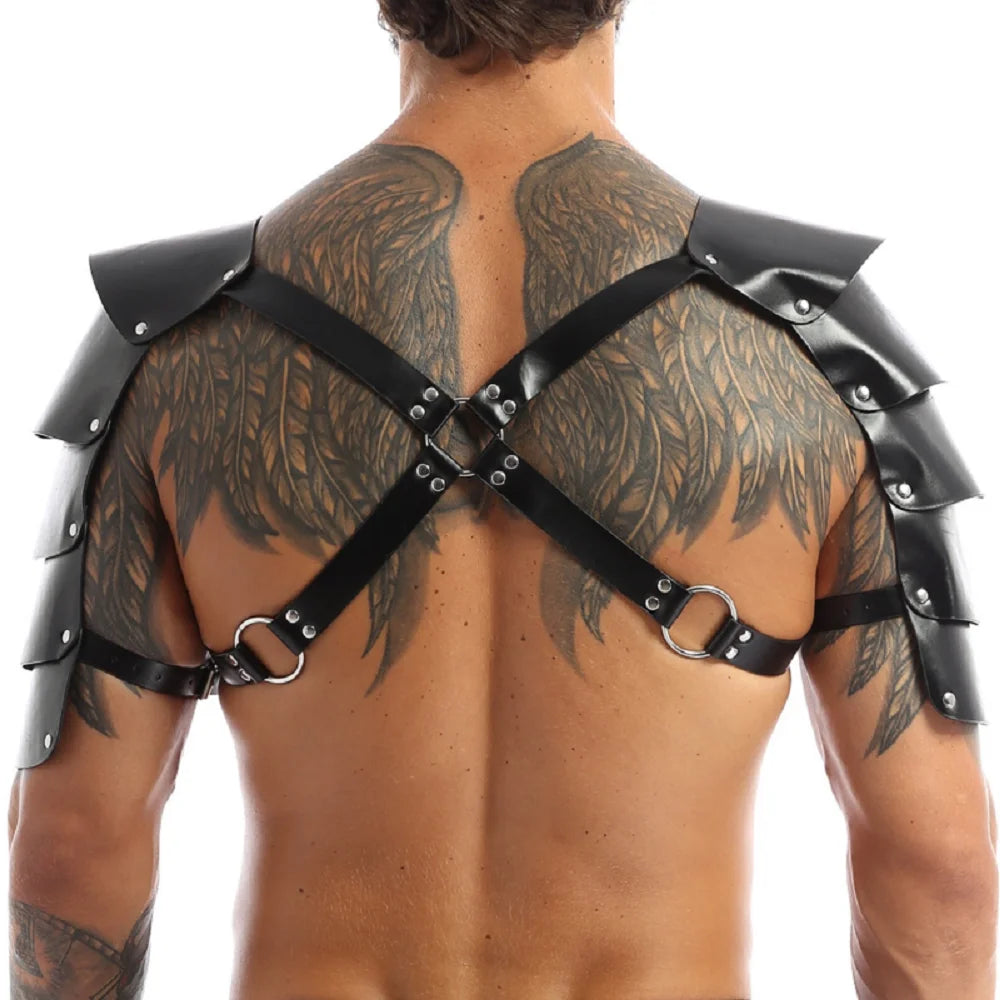 EagleKu BDSM Gay Sexy Shoulder Harness Strap Fetish Men Leather Body Cage Chest Harness Belt Strap Puppy Gay Lingerie