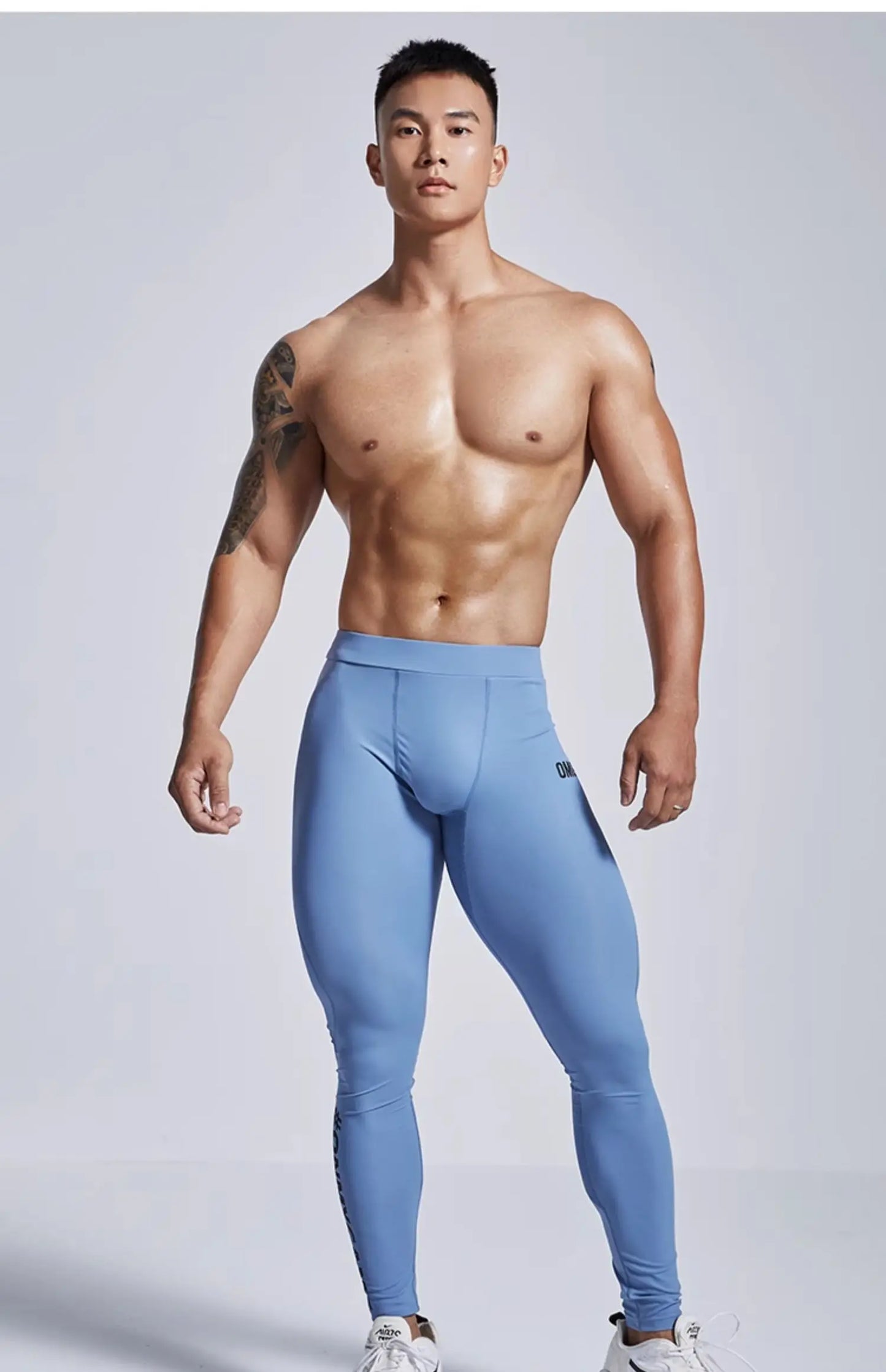 Blue Men's Tight Fitness Running Pants Leggings Plus Size Training Joggers Clothing Sweat Trousers