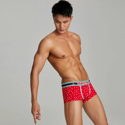 New SEOBEAN Men's Low Rise  Cotton Sexy Boxer Brief Underwear