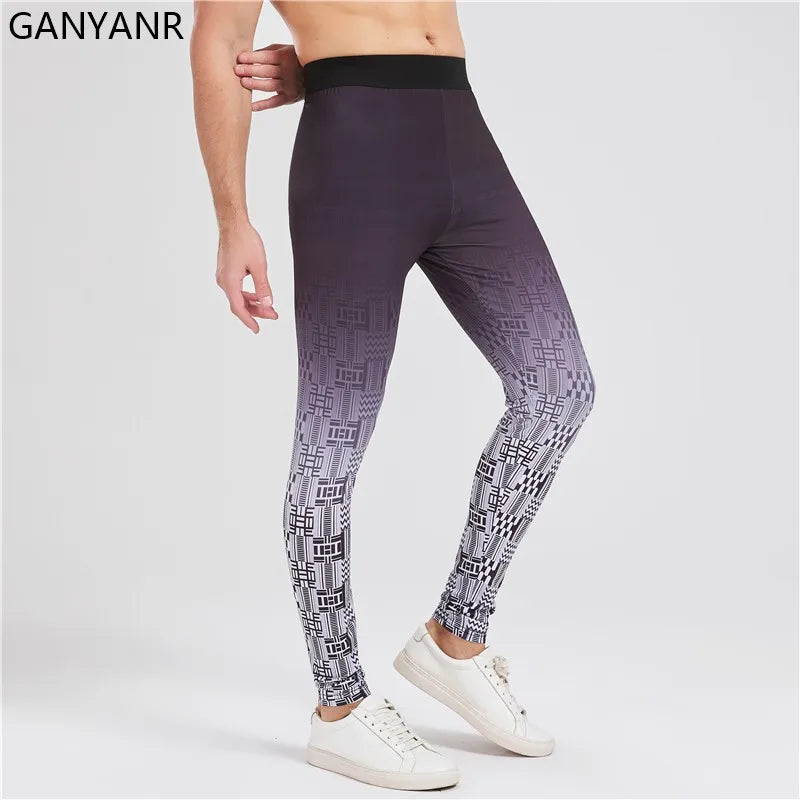 GANYANR Running Set Men leggings Clothing Sweatshirt gym suit Football basketball Soccer Tracksuit Sportswear Yoga shorts tights