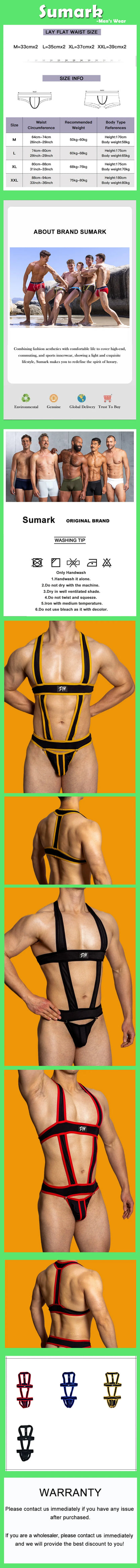 New Designer Temptation Male Gay Sexy Hollow Thong Harness Chest Shoulder Straps Men's G-strings Underwear for Party