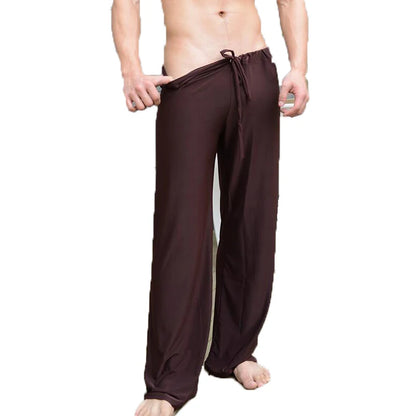 Men's ice Silk Pajamas Pyjamas Pants Lounge Pants Sleep Bottoms Sexy Trousers Soft Comfortable Lacing Loose Home Pants Men gay