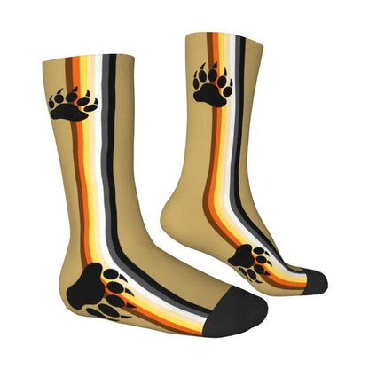 Gay Bear Paw Flag GLBT Mens Crew Socks Unisex Fun LGBT Lesbian Spring Summer Autumn Winter Dress Socks