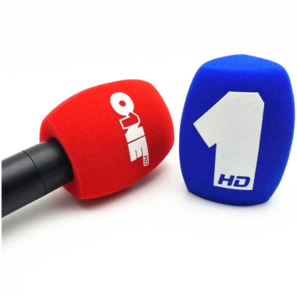 1 Piece Customize Logo on Flocked Foam Windscreen Sponge Mic Foam Cover Windshields for Broadcast TV Radio Interview