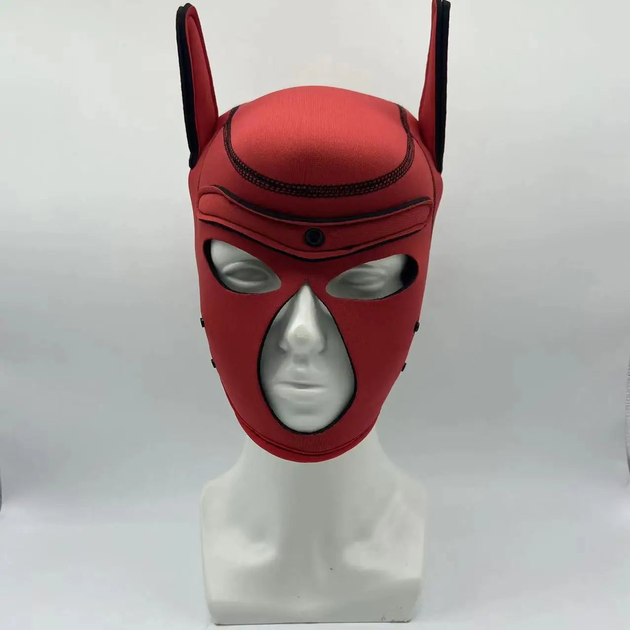 New Red Puppy Cosplay Costumes Fetish Full Face Head Hood for Women Men Party Games Dog Roleplay Rubber Mask Hood with Collar