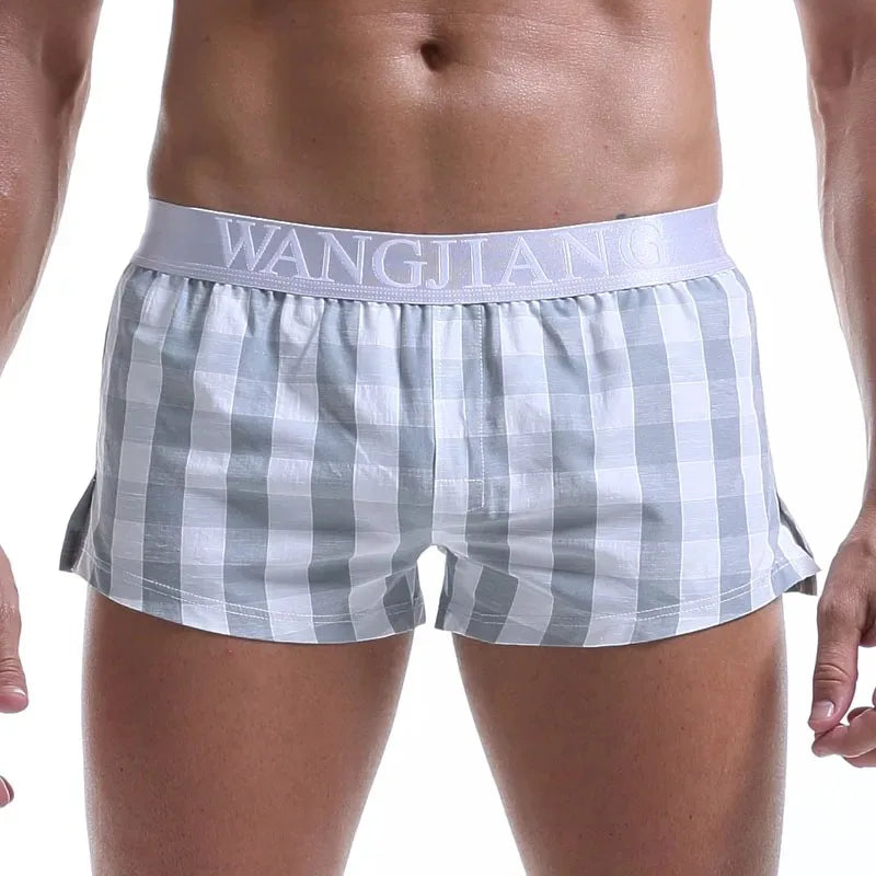 Men Cotton Boxers Shorts Loose Multicolor Male Plaid Underwear Homewear Comfortable Arrow Pants