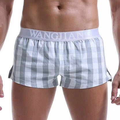 Men Cotton Boxers Shorts Loose Multicolor Male Plaid Underwear Homewear Comfortable Arrow Pants