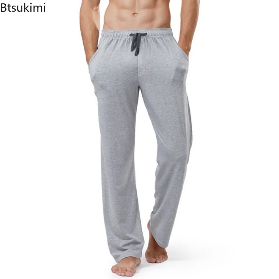 New Men's Simple Pajama Pants Comfort Soft Cotton Home Pants Men Sport Yoga Solid Loose Casual Trousers Lounge Sleep Bottom Male