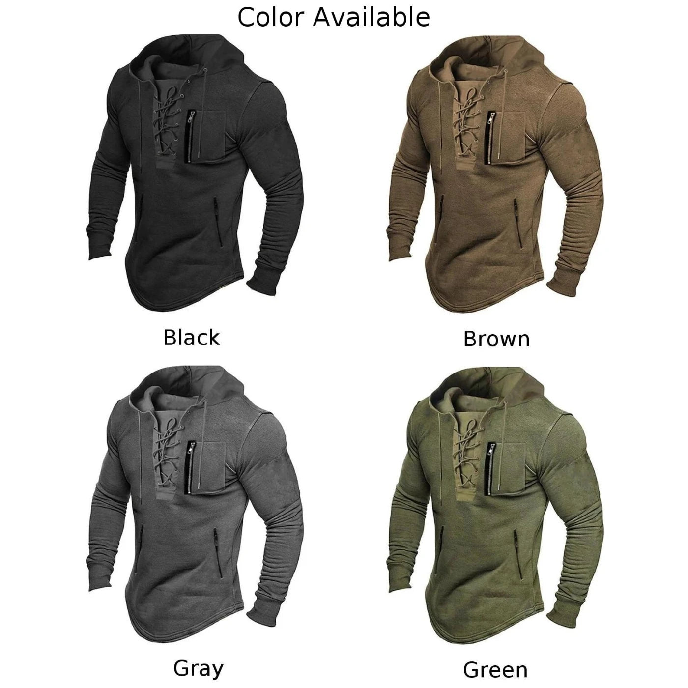 Fashion Mens Hoodie Hooded Sweatshirt Outdoor Pullover Vintage Autumn Winter Man Casual Stand Collar Top