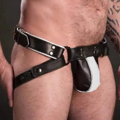 2024 Sexy Lingerie Mens Jockstrap Exotic pants Leather Harness Sexy Lingerie BDSM Bondage Fetish Gays Hombre Stage Nighclubwear