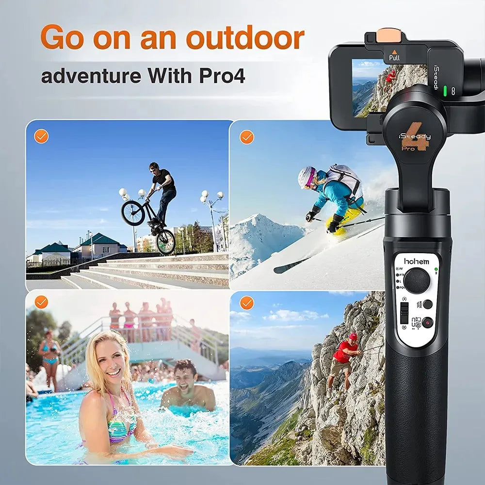 Handheld Professional Action Camera 3-Axis Gimbal Stabilizer Anti-Shake Wireless Control for GoPro Hero 12/11/10 OSMO Insta 360