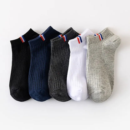 5/1Pairs Men Sports Boat Socks Spring Summer Cotton Sock Breathable Deodorant Short Sock Business Casual Ankle Sock Male Sox