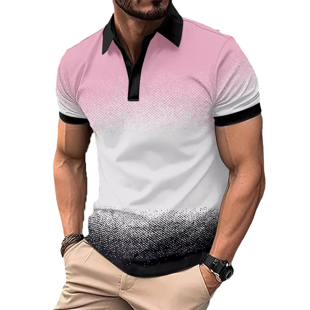 Mens Casual Short Sleeve Tops Button V-Neck Muscle Fitness Workout Blouse Tee