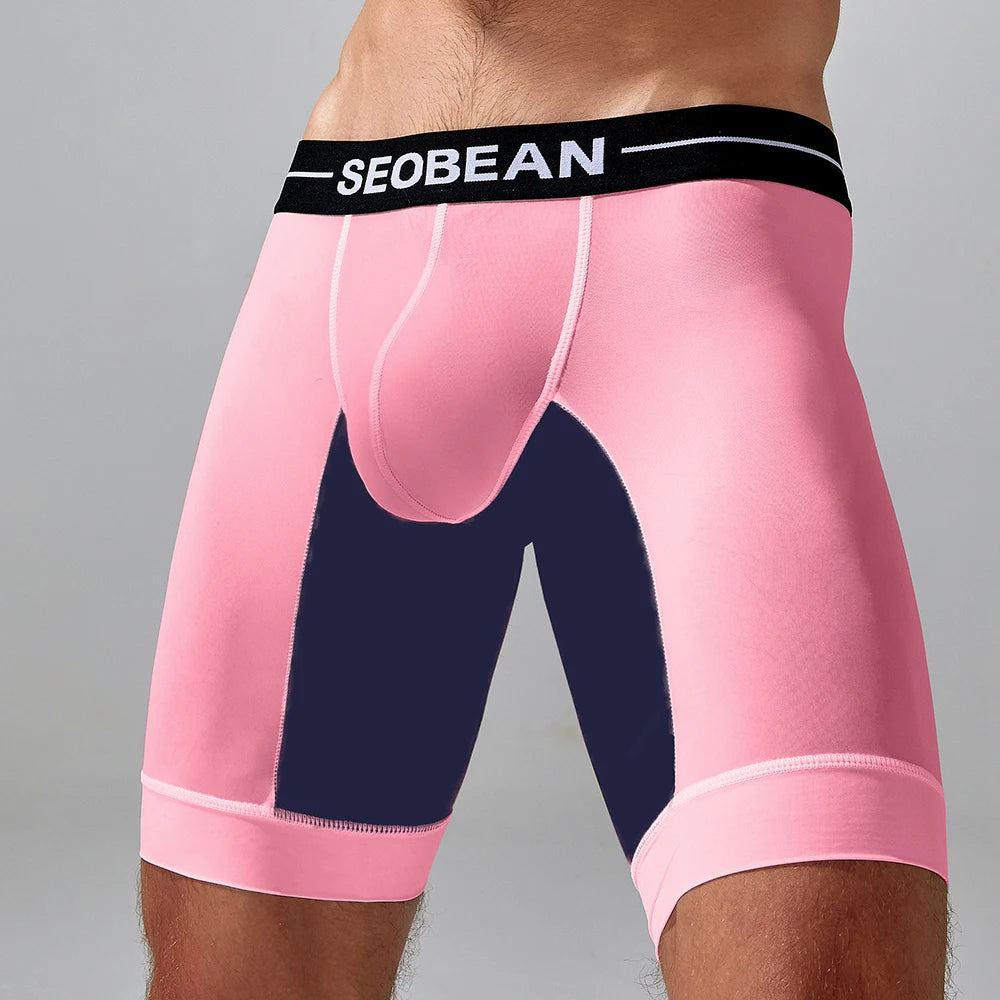 New Brand SEOBEAN Mens Low Rise  Nylon Sexy Boxer Trunk Underwear 240201