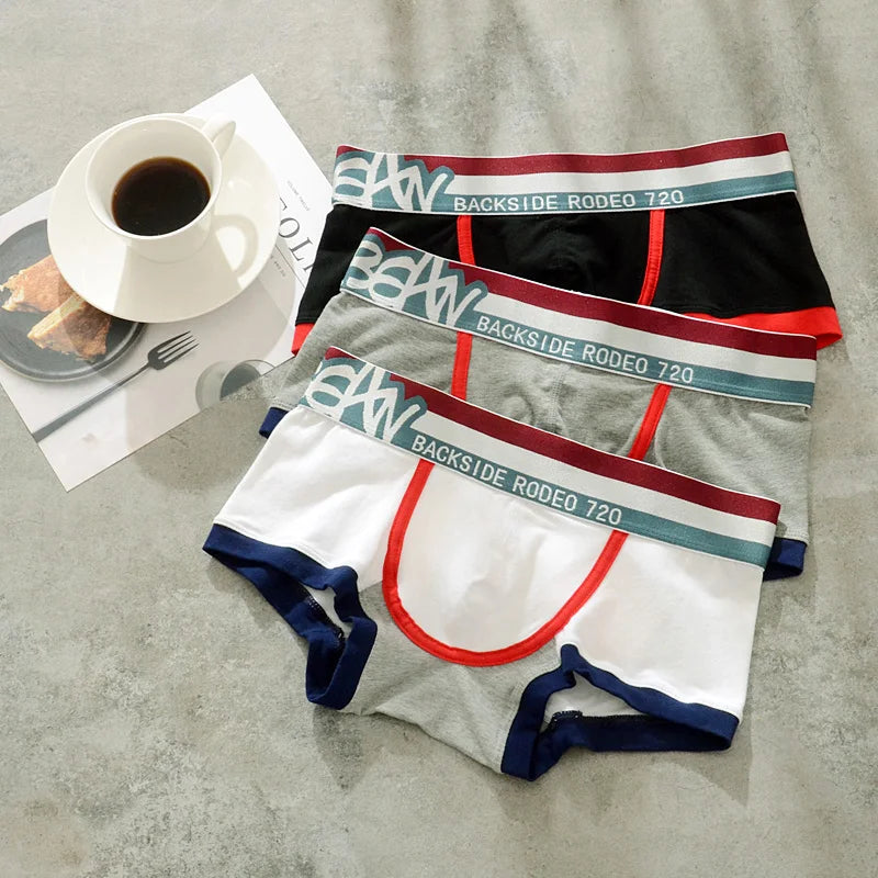 Cotton Men's Underwear Personalized Trendy Men's Low Rise U Raised Pants Youth Boys Sexy boxers