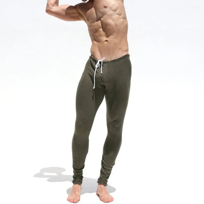 Autumn Winter Pajamas Mens Sexy Leggings Stretch Slim Fit Solid Color Men Pants Nightwear Breathable Soft Skinny Pants Legging