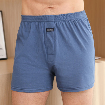 1pc Men's Cotton Solid Color Boxer Shorts High Waist Underwear Casual Loose Boxer Shorts Men Teens