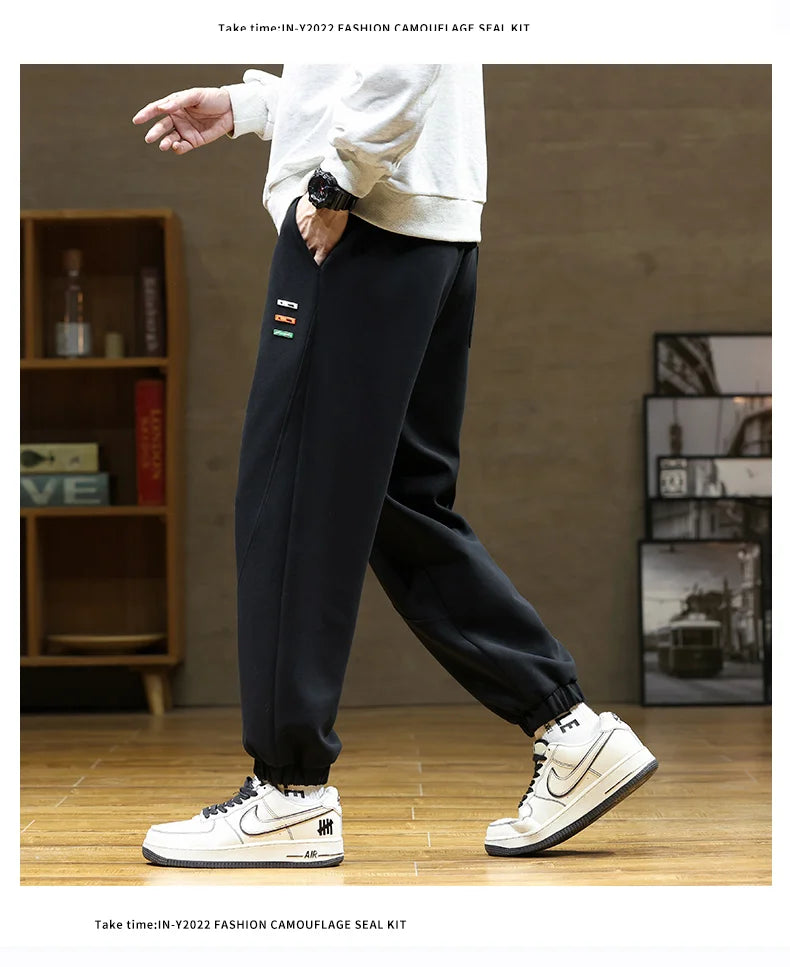 New Spring Harem Pants Men Casual Pants Comfortable Cotton Fabric Solid Sweat Trousers Straight Streetwear Oversize Size 8xl