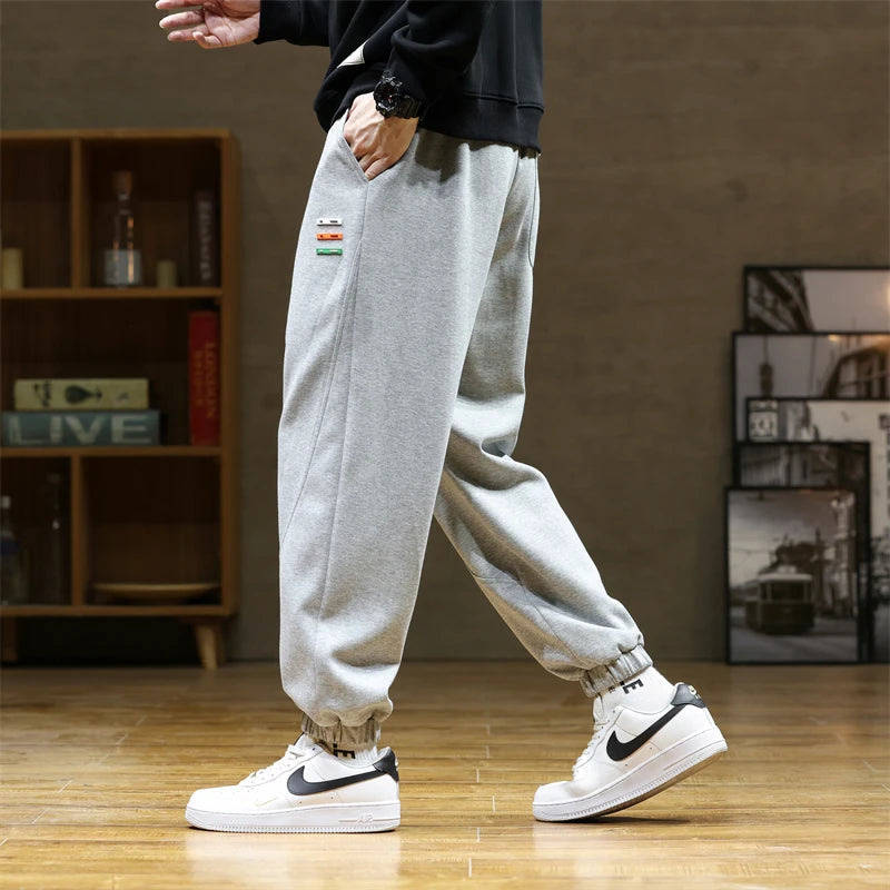 New Spring Harem Pants Men Casual Pants Comfortable Cotton Fabric Solid Sweat Trousers Straight Streetwear Oversize Size 8xl