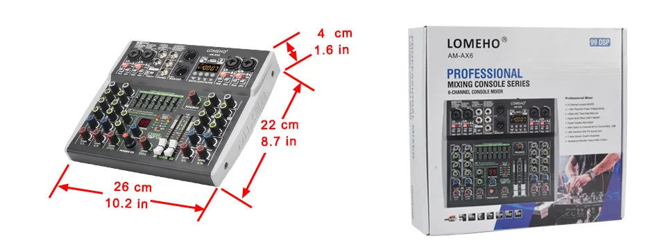 AM-AX4 Mini 4 Channels Individual 48V Phantom Power Mobile 99 DSP Effects Bluetooth USB Computer Play Record Podcast Audio Mixer