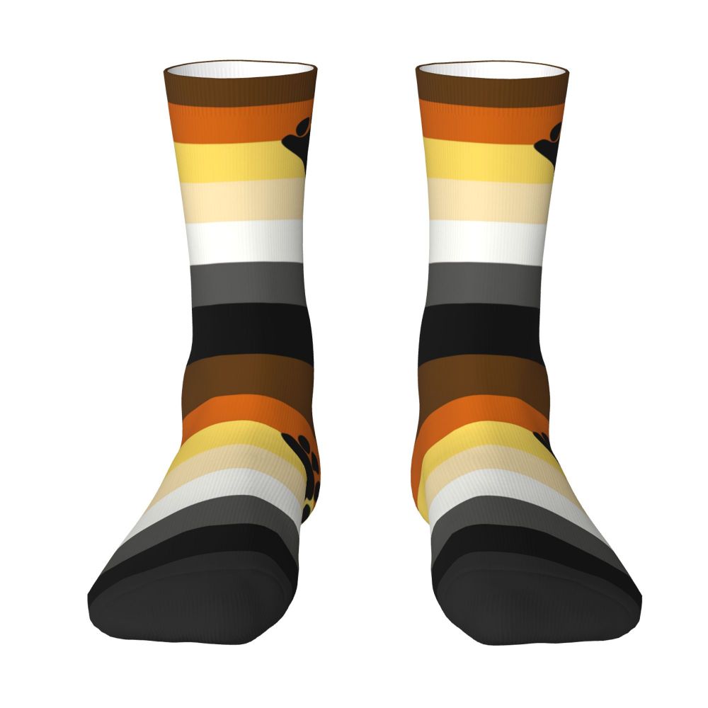 Gay Bear Paw Flag GLBT Mens Crew Socks Unisex Fun LGBT Lesbian Spring Summer Autumn Winter Dress Socks