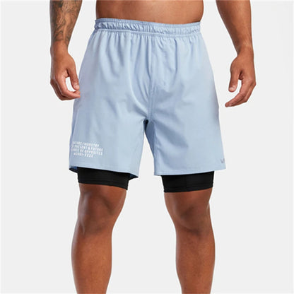 European Size Summer 2 in 1 Athletic Shorts Men's Training Quick Dry Breathable Stretch Shorts Elastic Waist Casual Pants