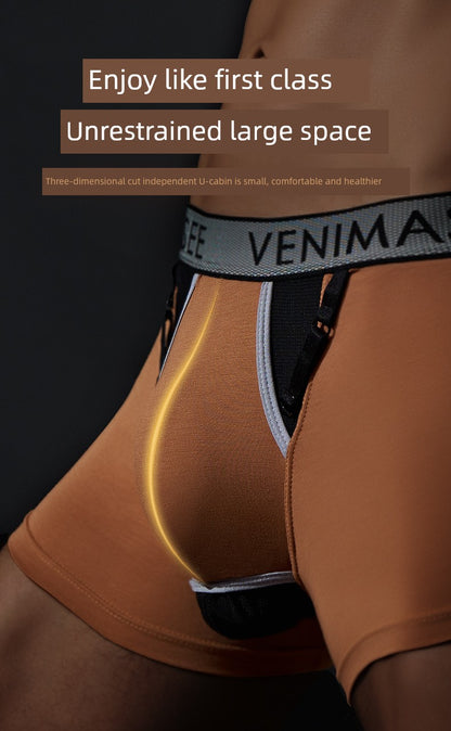 Patent Spermatic Vein Men Qu Zhang Underwear Scrotal Support with Function Boxers Adjustable Lift Pouch Bullet Separation