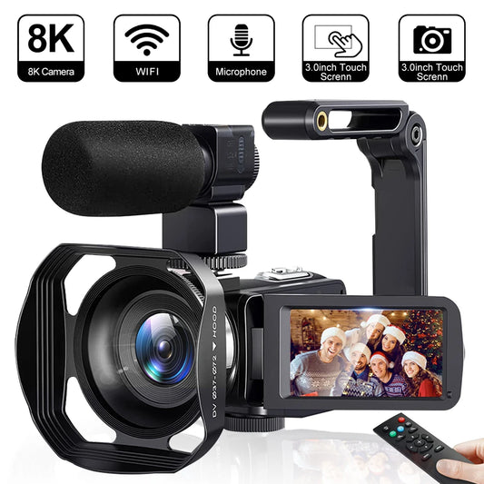 8K Digital Camera 3 Inch LCD Touch Screen 64MP 18x Digital Zoom Video Camera Recorder Ultra HD WIFI Portable Recording Camcorder