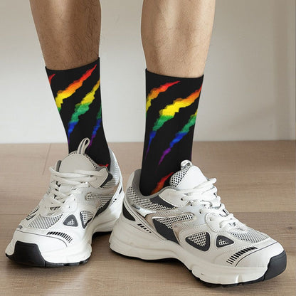 Gay Bear Paw Flag GLBT Mens Crew Socks Unisex Fun LGBT Lesbian Spring Summer Autumn Winter Dress Socks