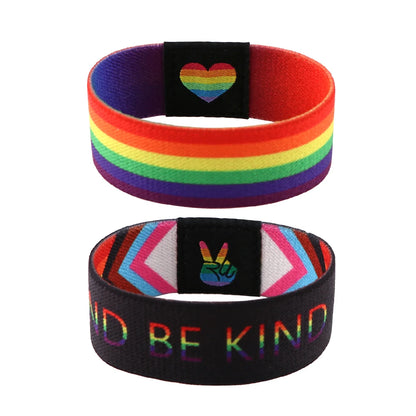 LGBT Pride Rainbow Strap Bracelet Wide Band Bangles Armband Gay Lesbians Stretch Wristband Bracelet Accessories Friendship Gifts