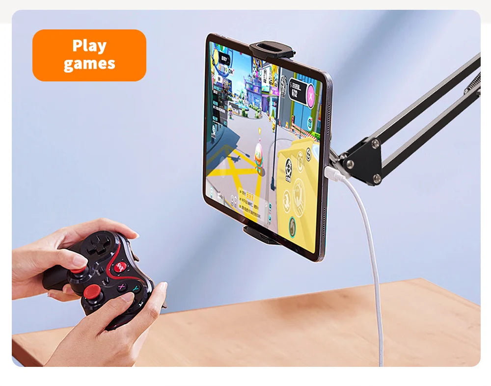 Universal Tablet Stand Clip Lazy Bracket Flexible Articulating Aluminum Arm Phone Mount Tablet Holder For All 4-11 Inch Device