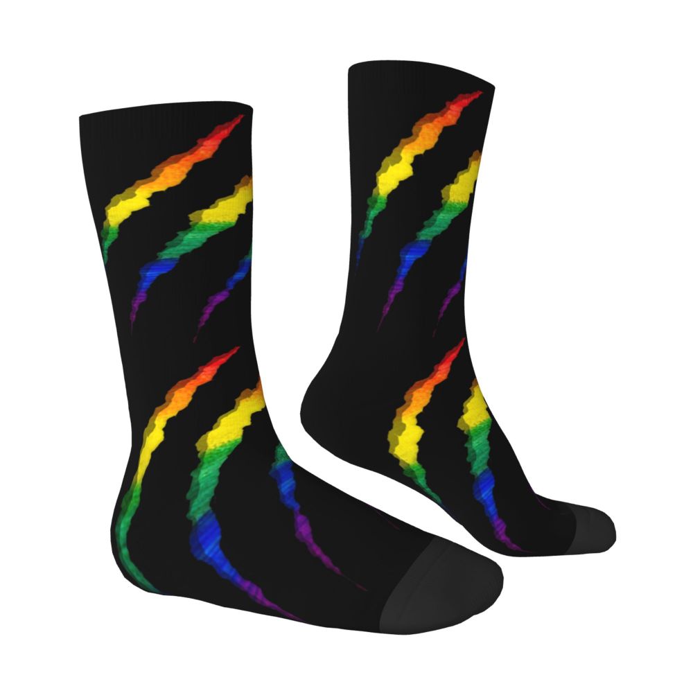 Gay Bear Paw Flag GLBT Mens Crew Socks Unisex Fun LGBT Lesbian Spring Summer Autumn Winter Dress Socks