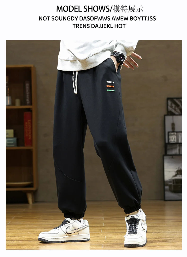 New Spring Harem Pants Men Casual Pants Comfortable Cotton Fabric Solid Sweat Trousers Straight Streetwear Oversize Size 8xl