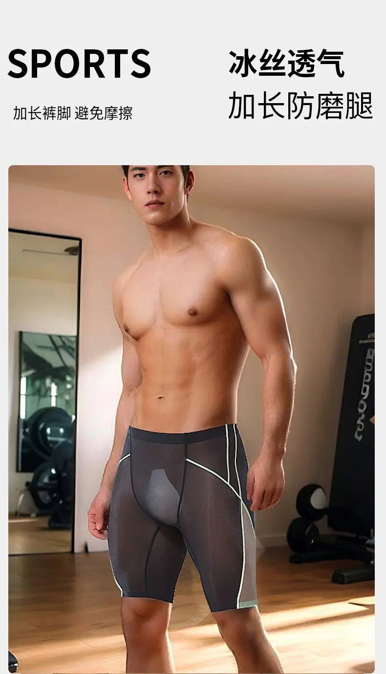 Sexy Sheer Men Elastic Underwears Sports Sexy See Through Ultra Thin Shorts Briefs